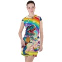 TRex/unicorns Drawstring Hooded Dress View1
