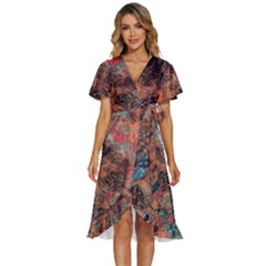 Abstraction 22 Women s Kimono Wrap Satin Dress