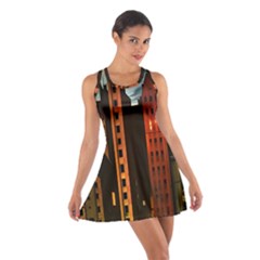 Sci-fi Futuristic Science Fiction City Neon Scene Artistic Technology Machine Fantasy Gothic Town Bu Cotton Racerback Dress