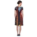 Sci-fi Futuristic Science Fiction City Neon Scene Artistic Technology Machine Fantasy Gothic Town Bu Short Sleeve Front Wrap Dress View2