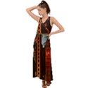 Sci-fi Futuristic Science Fiction City Neon Scene Artistic Technology Machine Fantasy Gothic Town Bu V-Neck Chiffon Maxi Dress View1