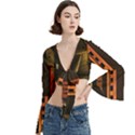 Sci-fi Futuristic Science Fiction City Neon Scene Artistic Technology Machine Fantasy Gothic Town Bu Trumpet Sleeve Cropped Top View3