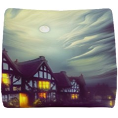 Village Moon Cloudy Historical Tudor Architecture Houses Town Night Windows City Seat Cushion