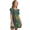 Outdoors Night Moon Full Moon Trees Setting Scene Forest Woods Light Moonlight Nature Wilderness Lan Kids  Frilly Sleeves Pocket Dress View2
