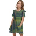 Outdoors Night Moon Full Moon Trees Setting Scene Forest Woods Light Moonlight Nature Wilderness Lan Kids  Frilly Sleeves Pocket Dress View3