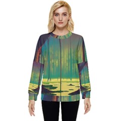 Nature Swamp Water Sunset Spooky Night Reflections Bayou Lake Hidden Pocket Sweatshirt