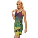 Nature Swamp Water Sunset Spooky Night Reflections Bayou Lake Wrap Tie Front Dress View2