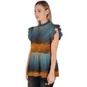 Wildflowers Field Outdoors Clouds Trees Cover Art Storm Mysterious Dream Landscape Ruffle Collar Short Sleeve Chiffon Top View2