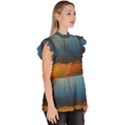 Wildflowers Field Outdoors Clouds Trees Cover Art Storm Mysterious Dream Landscape Ruffle Collar Short Sleeve Chiffon Top View3