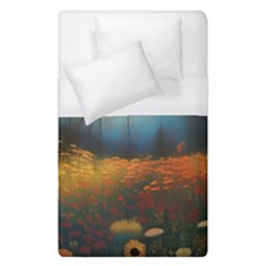 Wildflowers Field Outdoors Clouds Trees Cover Art Storm Mysterious Dream Landscape Duvet Cover (single Size)