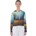Wildflowers Field Outdoors Clouds Trees Cover Art Storm Mysterious Dream Landscape Women s Slouchy Sweat View1