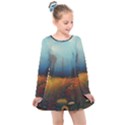 Wildflowers Field Outdoors Clouds Trees Cover Art Storm Mysterious Dream Landscape Kids  Long Sleeve Dress View1