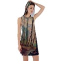 Woodland Woods Forest Trees Nature Outdoors Mist Moon Background Artwork Book Racer Back Hoodie Dress View1