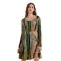 Woodland Woods Forest Trees Nature Outdoors Mist Moon Background Artwork Book Long Sleeve Knee Length Skater Dress With Pockets View3