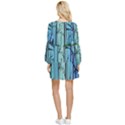 Nature Outdoors Night Trees Scene Forest Woods Light Moonlight Wilderness Stars Tiered Long Sleeve Mini Dress View2