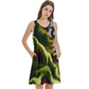 Outdoors Night Full Moon Setting Scene Woods Light Moonlight Nature Wilderness Landscape Round Neck Sleeve Casual Dress With Pockets View2