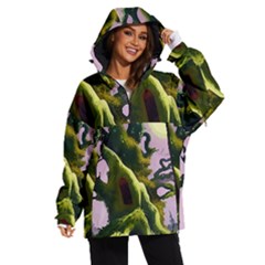 Outdoors Night Full Moon Setting Scene Woods Light Moonlight Nature Wilderness Landscape Women s Ski And Snowboard Waterproof Breathable Jacket