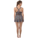 Blue Brown Leopard Ruffle Top Dress Swimsuit View2