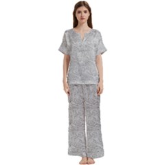 Light Grey Snake Short Sleeve Long Pants Satin Pajamas Set