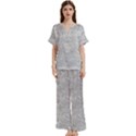 Light Grey Snake Short Sleeve Long Pants Satin Pajamas Set View1