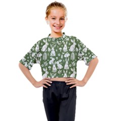 Easter Bunny Pattern Kids Mock Neck T-shirt