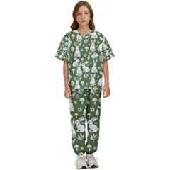 Easter Bunny Pattern Kids  T-shirt And Pants Sports Set