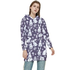 Easter Bunny Pattern Women s Long Oversized Pullover Hoodie