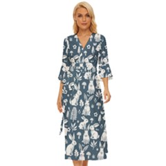 Easter Bunny Pattern Midsummer Wrap Dress