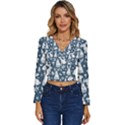 Easter bunny pattern Long Sleeve V-Neck Top View1