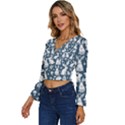 Easter bunny pattern Long Sleeve V-Neck Top View2