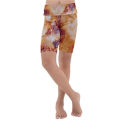 Burnt Paper Texture Print Design Kids  Lightweight Velour Cropped Yoga Leggings