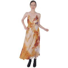 Burnt Paper Texture Print Design Tie Back Maxi Dress