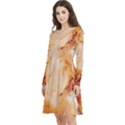 Burnt paper texture print design Long Sleeve V-neck skater dress with Pockets View2