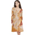 Burnt paper texture print design Long Sleeve V-neck skater dress with Pockets View3