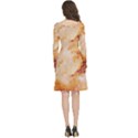 Burnt paper texture print design Long Sleeve V-neck skater dress with Pockets View4
