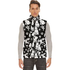 Easter Bunny Pattern Men s High Neck Button Up Puffer Vest