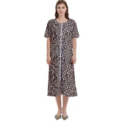 Brown Beige Snake Pattern Women s Cotton Short Sleeve Nightgown