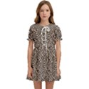 Brown Beige Snake Pattern Kids  Sweet Collar Dress View1