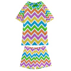 Chevron Pattern Design Texture Kids  Swim T-shirt And Shorts Set