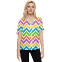 Chevron Pattern Design Texture Bow Sleeve Button Up Top View1