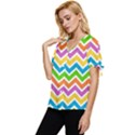 Chevron Pattern Design Texture Bow Sleeve Button Up Top View2