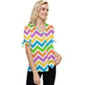 Chevron Pattern Design Texture Bow Sleeve Button Up Top View3