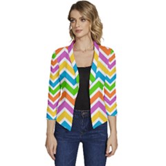 Chevron Pattern Design Texture Women s Casual 3/4 Sleeve Spring Jacket