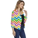 Chevron Pattern Design Texture Women s Casual 3/4 Sleeve Spring Jacket View3