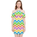 Chevron Pattern Design Texture Shoulder Frill Bodycon Summer Dress View1