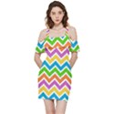 Chevron Pattern Design Texture Shoulder Frill Bodycon Summer Dress View3