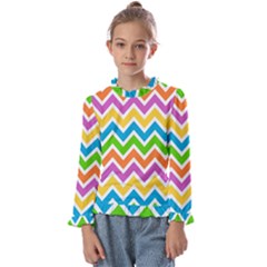 Chevron Pattern Design Texture Kids  Frill Detail T-shirt