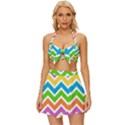 Chevron Pattern Design Texture Vintage Style Bikini Top and Skirt Set  View1