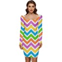 Chevron Pattern Design Texture Women Long Sleeve Ruched Stretch Jersey Dress View1