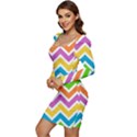 Chevron Pattern Design Texture Women Long Sleeve Ruched Stretch Jersey Dress View3
